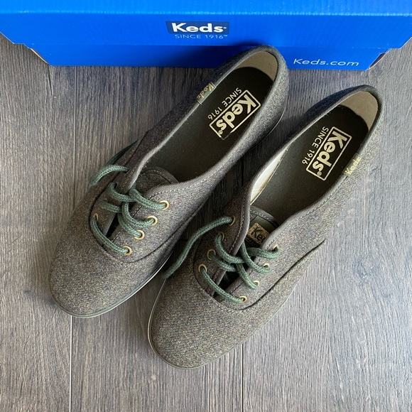 Keds - green wool champion sneakers - size 6 - Picture 2 of 4